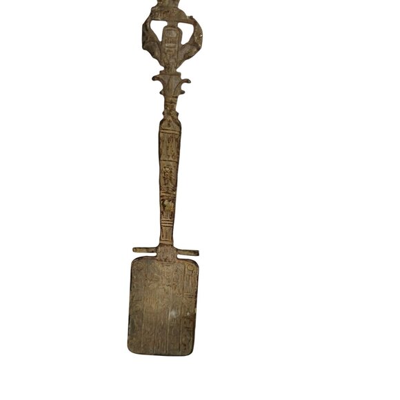 Vintage Egyptian Copper Decorative Mini Collectible Spoon With Hieroglyphic & Sy - Picture 8 of 10